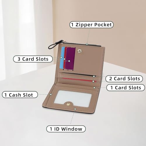 Wallet Women, Leather Bifold Card Holder Wallets for Women with Snap and Zipper, Flower Embroidery Printing Small Wallet with Coin Pocket and 6 Cards Slots (Black)4