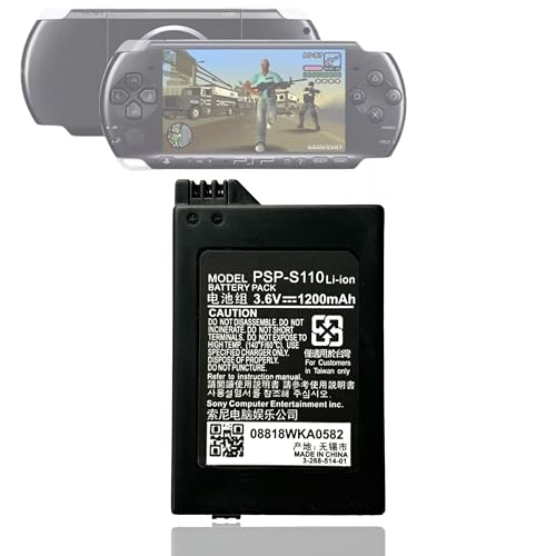 CQCQ PSP-110 for Sony System Battery PSP-1000 PSP-1000 PSP-3001 PSP-3004 PSP-3008 3005 3006 3007 3008, 3010 PSP 2000/3000 Handheld Gaming Console System （3.6V 1800mAh）, Black