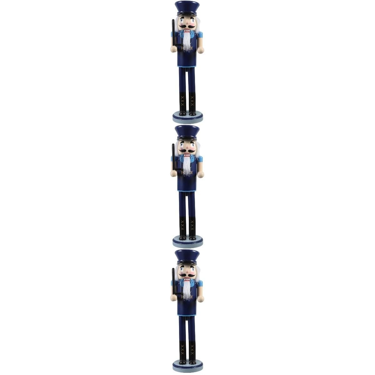 Beaupretty 3 Piezas Cascanueces de Mesa Policía Navideño de Madera Azul,