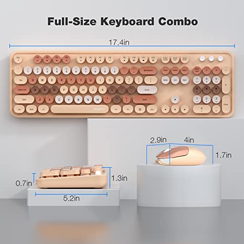 Image of MOFII Wireless Computer Keyboard and Mouse Combo, Typewriter Full Size Keyboard with Number Pad and 2 in 1 USB Connected Mouse for PC Computer Laptop Desktop Windows (Milk Tea)
