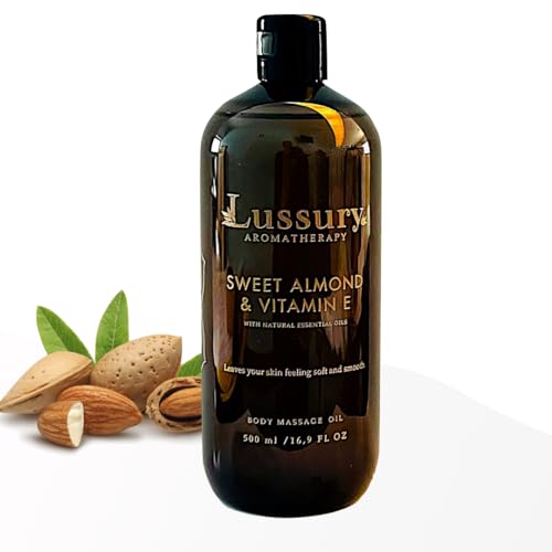 Aceite de Masajes Corporal by Lussury - Almendra Dulce - Hidratante - Relajación y Romance - Aromaterapia - 500ml - 100% Natural - Fabricado en Italia