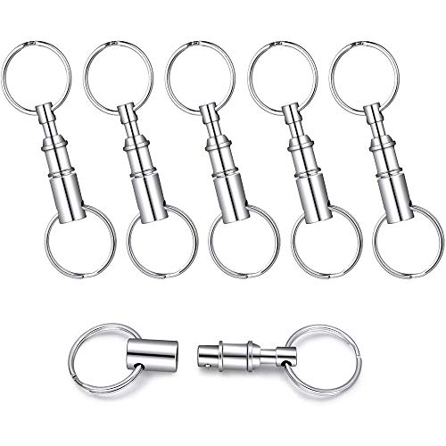 Llavero Desmontable Doble, 6 Piezas Llavero Doble de Liberación Rápida, Llavero Desmontable Doble Anillos, para Mujeres Hombres Niños Llave de Casa Colgante Mini Tarjeta de Pista Cinturón Cover