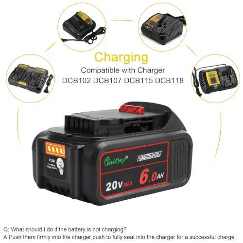 Image of waitley 4 Pack 20V 6Ah Replacement Battery Compatible with Dewalt Tool