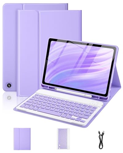 XCHYTECHER Keyboard Case for Amazon Fire HD 10/10 Plus 10.1 inch Detachable Keyboard with Type-C Charging Port Cover (Purple+Purple)