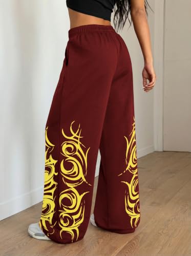 ZAFUL Womens Wide Leg Sweatpants Y2K Gothic Graffiti Sweat Pants - image 2