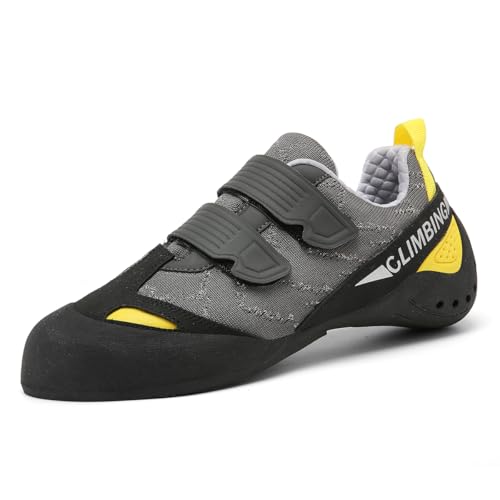 MetokZayul Kinder Kletterschuhe Atmungsaktiv rutschfest Ergonomisch mit Klettverschluss für Kletterhalle Outdoor und Bouldern (Yellow Jugendliche Herren 35 Numerisch EU Schuhgrößensystem M)