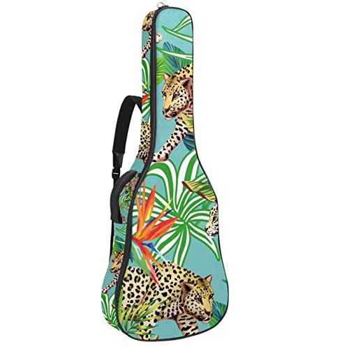 Housse guitare étanche pour le transport urbain motif tigre léopard 42.9 pouces