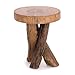 DESIGN DELIGHTS - Sgabello robusto in legno anticato di teak 40, 41 x 34 cm (altezza x diametro), a tre piedi, tavolino rustico