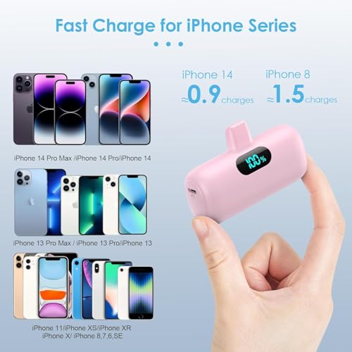 [2-Pack] Cargador portátil pequeño para iPhone 5000mAh PD carga rápida miniatura 2