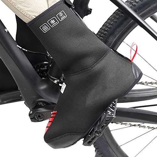 Fundas térmicas para zapatillas de ciclismo gruesas, impermeables y cortaviento, con forro de felpa y cremallera reflectante miniatura 2