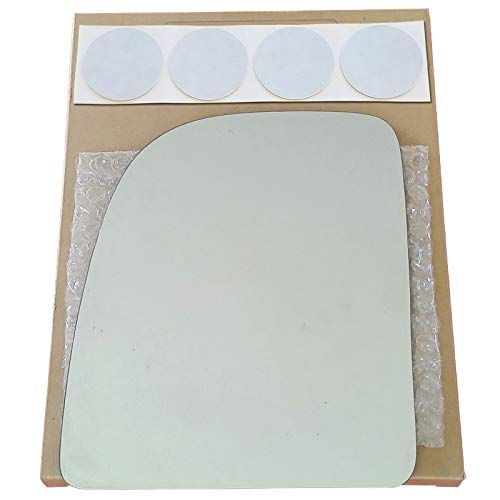 Mirror Glass and Adhesive for 99-07 Ford F250 F350 F450 Pickup / 02-12 E250 E350 Van / 00-05 Excursion SUV Driver Left Side Replacement - FITS UPPER TOWING MIRROR ONLY