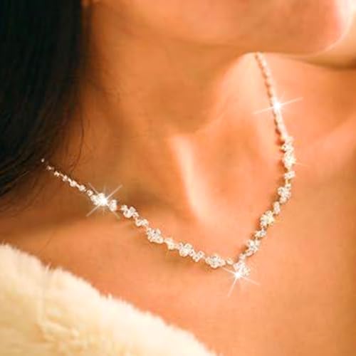 Unicra - Conjunto de collar y pendientes de plata con diamantes de imitación para novia.. 2 Unicra - Conjunto De Collar Y Pendientes De Plata Con Diamantes De Imitación Para Novia..