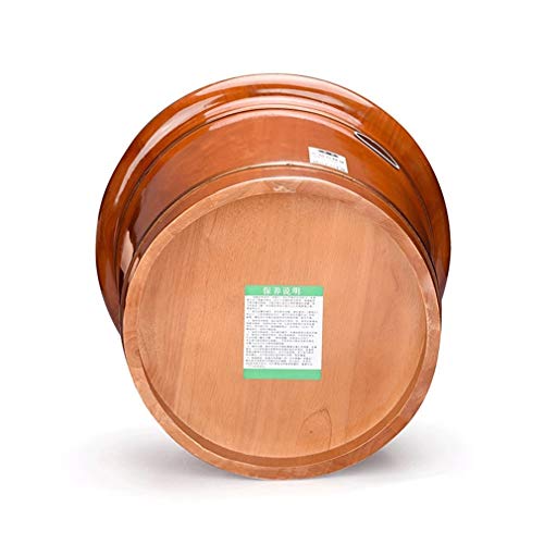 Bañera de madera para pies Katzowen, cubeta de roble para remojo y masaje podal, con cubierta y puntos de acupresión (Color: madera marrón + cubierta) miniatura 5