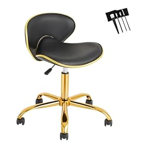 Adjustable Nail Tech Chair Rolling Stool with Backrest, Adjustable Height Stool for Salon, Lash, Nail Tech and Hair Stylist, Massage Tattoo Facial Stool with Wheels-Black