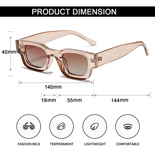 Image of EYLRIM Thick Square Frame Sunglasses for Women Men Chunky Rectangle Polarized Sunglasses UV400 Protection