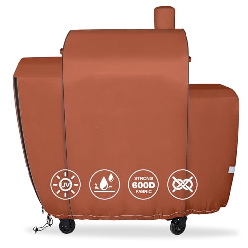 QuliMetal Grill Cover for Pit Boss Platinum Laredo 1000 Wood Pellet Grill PB1000PL - 600D Heavy Duty Waterproof Fade Resistant Pit Boss Laredo 1000 Cover with Elastic Drawstrings&Zipper Design Brown
