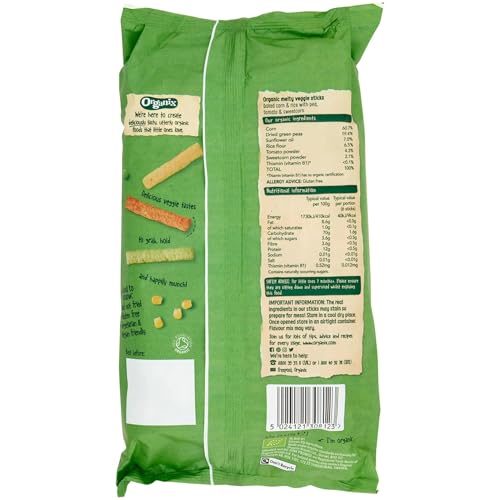 Organix Melty Organic Veggie Sticks, 7+ Months, Multipack, 4 x 15 g Bags Per ...