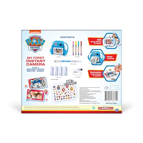 Image of Paw Patrol My First Instant Camera; Photo, selfie, and video functions; Ink free printing; Frames and filters can be added digitally; Stickers and markers can be added after printing-Amazon Exclusive