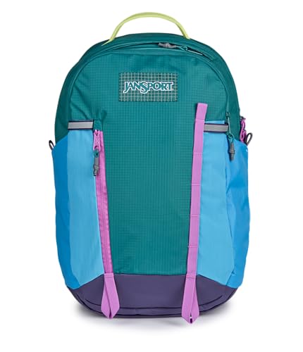 Image of JanSport 28L All Around Pack - 15 inch Laptop Sleeve, Emerald Pool | Versatile Rucksack w /Hydration Sleeve, Reflective Accents & Safety Whistle
