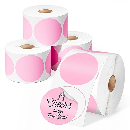 Image of Phomemo 2 inch Color Circle Thermal Label, Self-Adhesive Round Sticker Label, Circular Thermal Printer Label for Logo Design, Name /Price Tag, Thanks Card, Address, QR Code, 750 Labels /Roll, 4 Rolls, Pink