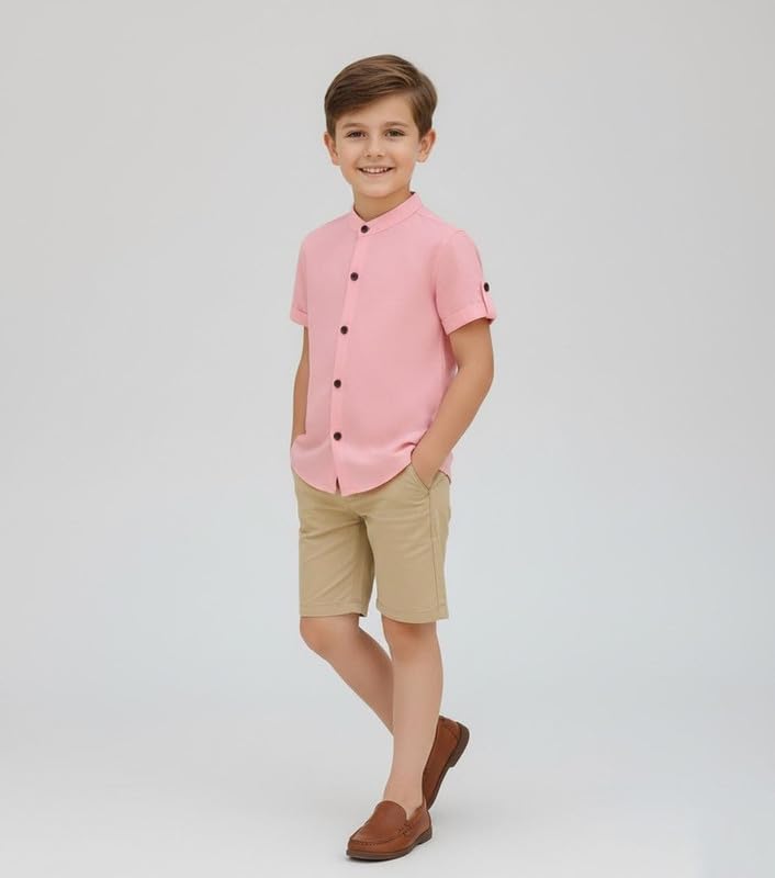 Image of Elegant Boys Shirt in Solid Pattern with Long Sleeves - Soft Fabric Ideal for Kids' School & Outings