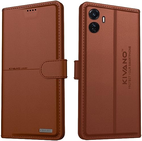 Image of KIVANO Compatible with Vivo T1 44W / Vivo T1 4G Flip Cover | Leather Finish | Inside Pockets & Inbuilt Stand | Shockproof Wallet Style Magnetic Closure Back Cover Case