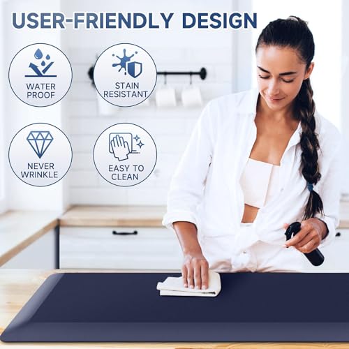 Image of StepRite 4 /5 Inch Thick Kitchen Mat Anti Fatigue Mat Kitchen Rugs Kitchen Decor Non-Slip, Stain & Water Resistant, Kitchen Mats Desk Mat for Kitchen, Office, Workshop, Blue, 17'' x 39''