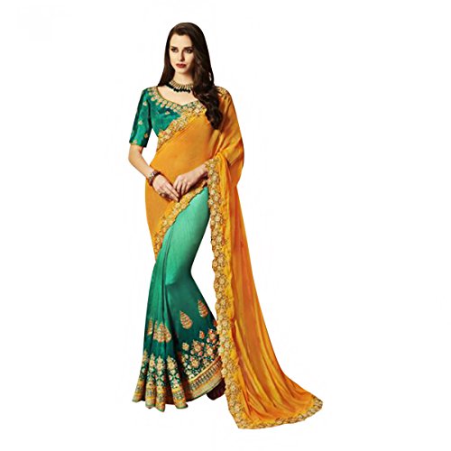 Sari de mariée orange Ethnique Emporium en soie traditionnelle avec chemisier 586