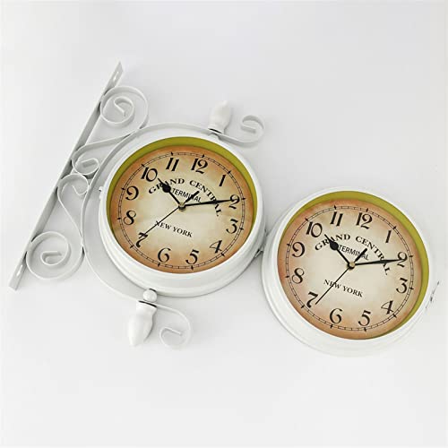 Horloge murale rétro double face pour décoration de maison