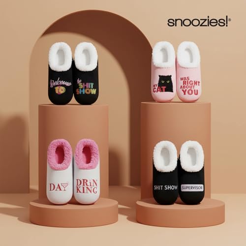 Image of Snoozies Slipper Socks -Funny Quote House Slippers for Women, Non-Slip Fuzzy