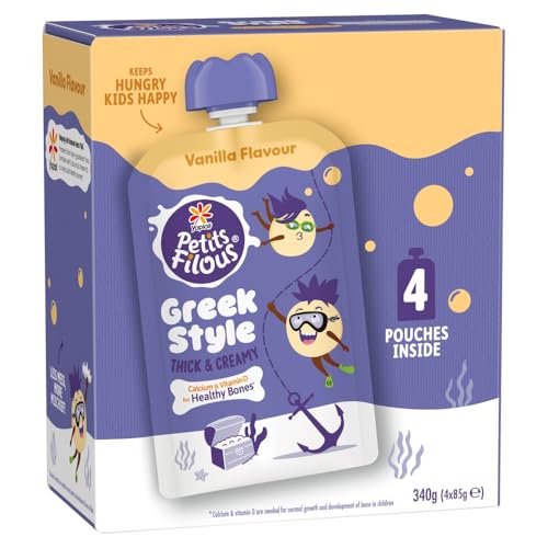 Petits Filous Kids Greek Style Vanilla Yoghurt Pouch 4 x 85g