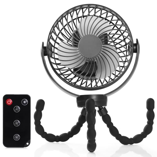Simpeak Ventilador de Mesa, Ventilador USB de 10000 mAh con Luz, 3 Velocidades, Rotación de 720°, Potente Ventilador Silencioso para Coche de Bebe para Dormitorio Oficina Hogar Cámping