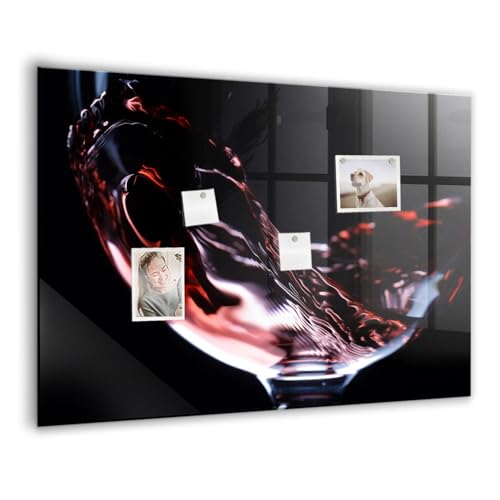 Tableau en verre magnétique robuste 100x70cm design moderne un verre de vin pour intérieur chic