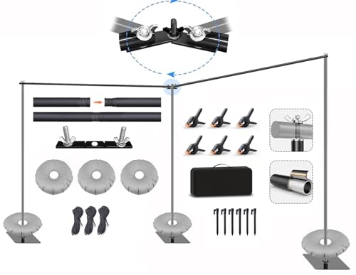 20x7.5ft Adjustable Backdrop Stand Support System Kit Professional Photo Video Studio Background Stand with Adjustable Width & Height for Studio Wedding Party Outdoor Shooting