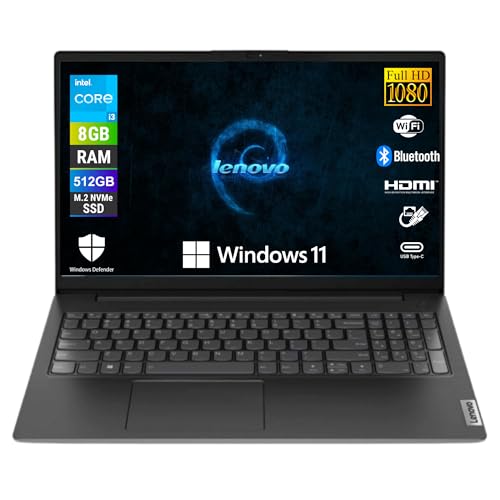 Lenovo, Ordenador portátil, pantalla Full HD de 15,6 pulgadas, Intel i3 1315U 6 Core 3,3 GHz, RAM 16 GB DDR4, 512 GB SSD NVMe, Win 11 Pro