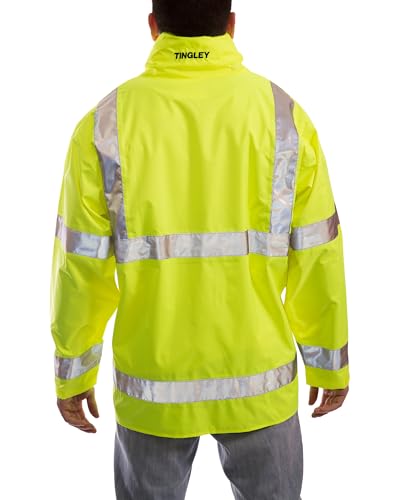 Image of Tingley Rubber J23122 Vision CL3 Breathable Jacket with Hood, 3X-Large, Lime Green