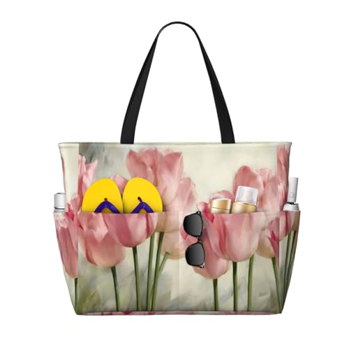 Sac fourre-tout tulipes roses le grand sac de travail pour le bureau