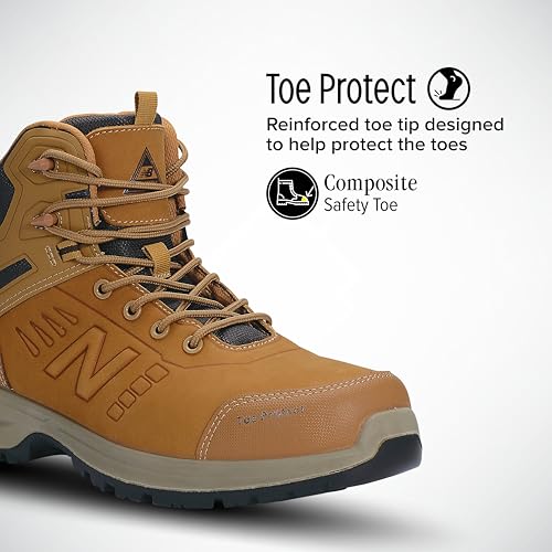 New Balance Calibre Composite Toe Work Boots for Men - EH, PR, Non-Slip Leather Safety Shoes for Industrial & Construction3