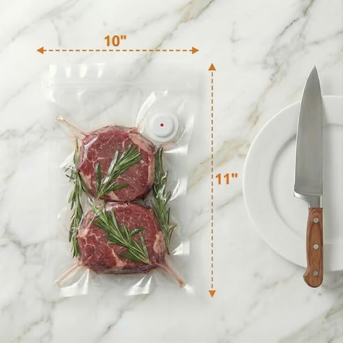 Image of ZKIRON Medium Reusable Vacuum Sealer Bags for Food, 20 Pack | 10 x 11 in, BPA-Free, Leakproof Double Zipper, Protein Prep Size, Freezer, Microwave & Sous Vide, Fits Most Vacuum Sealers