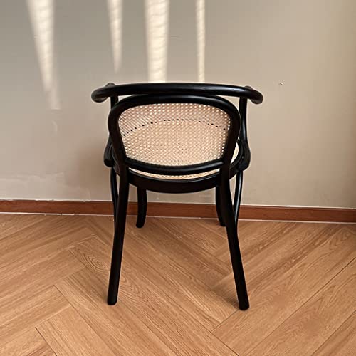 Tkhp Nordic Solid Wood Rattan Chairs, Soild Wood Armchair, Modern Portable Lounge Chair For Living Room, Simple And Lightweight Armrest Chairs (Color : Walnut, Size : 58 * 50 * 84Cm) #TOP6