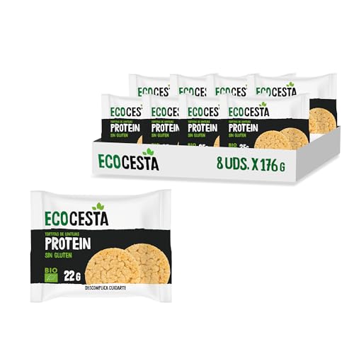 ECOCESTA MEJOR CADA DÍA - Pack de 8 unidades de Tortitas Protein de Lentejas - 22 g - Ecológicas, Sin Azúcar Añadido y Sin Gluten - Aptas para Veganos - Fuente de Fibra y con 25 gramos de Proteína
