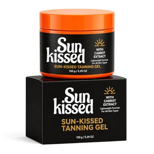 Sun-Kissed Tanning Gel with Carrot Extract 150 g / 5.29 oz Bronze-Looking Body Gel Hydrated-Looking Glow Smooth Even-Looking Finish for Summer Body Care 1 Jar with Matching Box (1PCS)