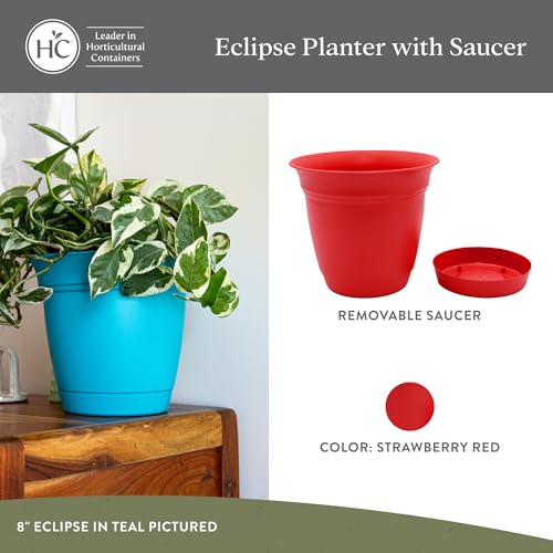 image for The HC Companies Eclipse Round Planter with Saucer - Outdoor & Indoor 