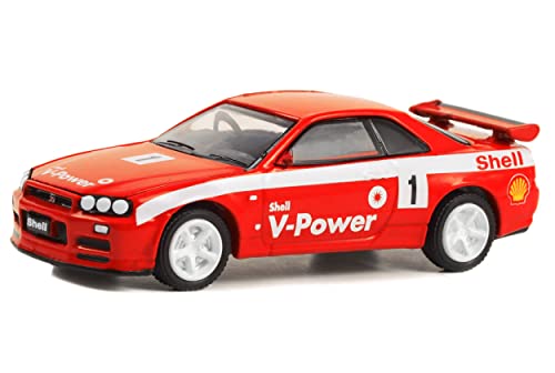 2001 Skyline GT-R (R34) Rojo con Rayas Blancas Escala 1:64 miniatura 2