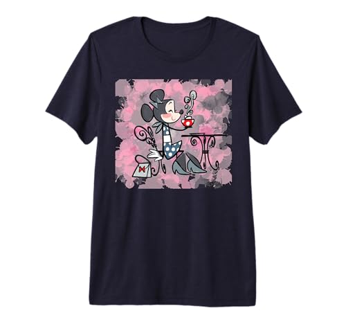 T-shirt de qualité premium Minnie Mouse Cafe Disney au graphisme rétro