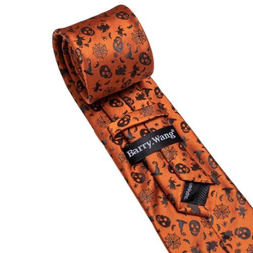 Image of Barry.Wang Men Tie Sets Skull Extra Long Necktie Pocket Square Cufflinks