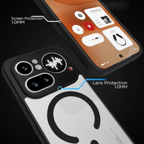 Image of RIGGEAR Shockproof Sleek Hybrid Armor Magnetic Back Cover Case Compatible with MagSafe Accessories for Nothing Phone 4a Pro 5G (Clear PC + Black TPU Bumper)