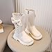 Girls Ankle Boots Elastic High Top PU Leather Side Zipper Boot Fashion Thick Sole Outdoor Rain Shoe with Bow