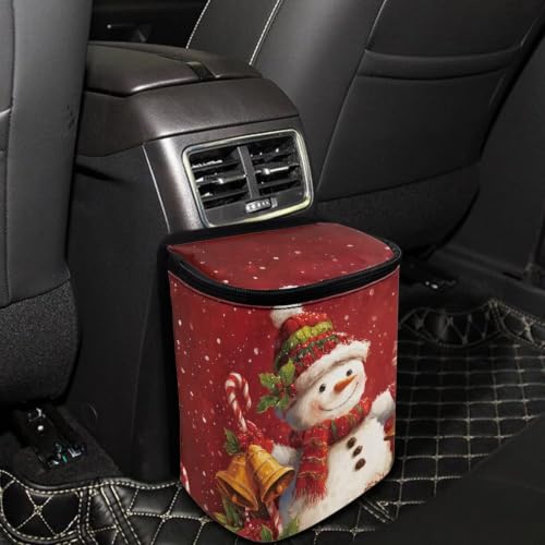 Image of Christmas Snowman Candy Hanging Garbage Bin Cute Car Accessories Multipurpose Trash Bin Decoration Car Interior for Women Men