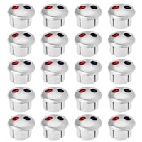 eMagTech 20 Stück Wasserhahnanzeigen Griffschilder für Heißes Kaltes Wasser Rote Und Blaue Etiketten Schilder für Küchen Wasserhähne Abdeckungsschilder für 6,7 Mm Große Wasserhahnlöcher (Silber)